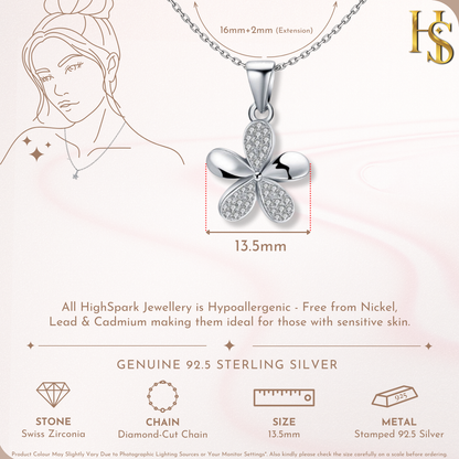 Enchanting Florel Pendant in 92.5 Sterling Silver With Diamond like Brilliance Zirconia HighSpark