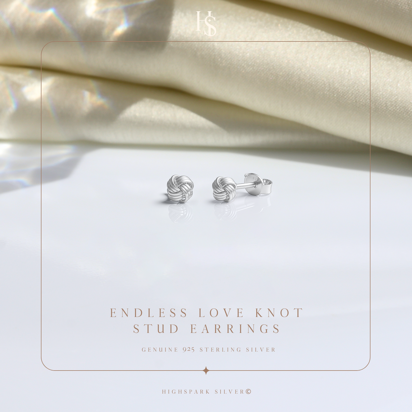 Endless Love Knot Stud Earrings in 925 Sterling Silver For Women HighSpark