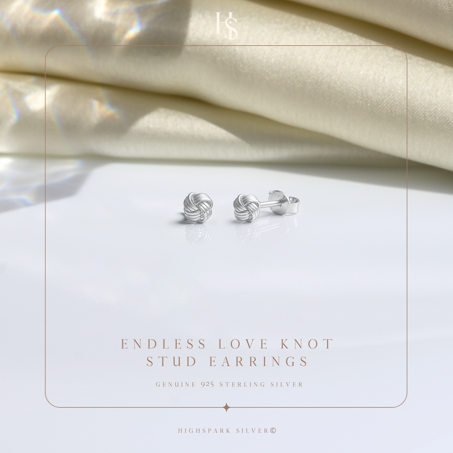 Endless Love Knot Stud Earrings in 925 Sterling Silver For Women HighSpark