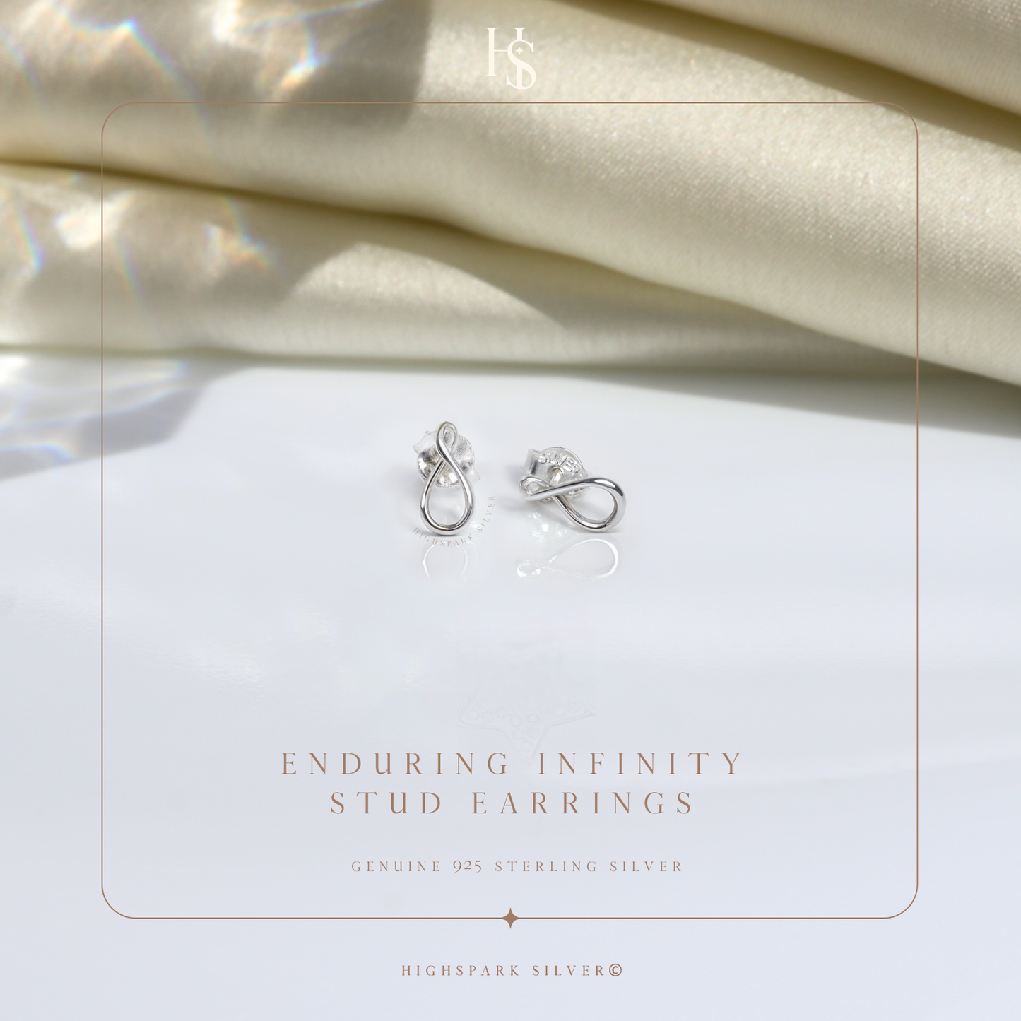 Enduring Infinity Stud Earrings in 925 Sterling Silver With Stunning Shine for Women HighSpark