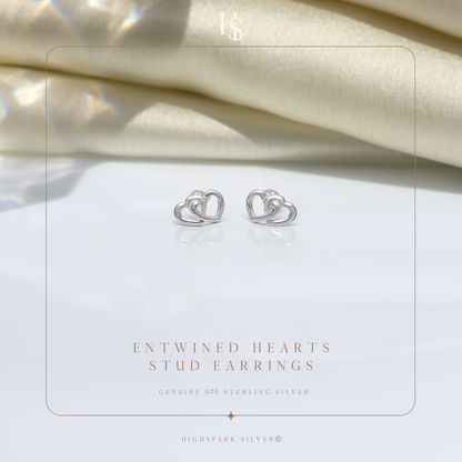 Entwined Hearts Stud Earrings in 92.5 Sterling Silver for Women HighSpark