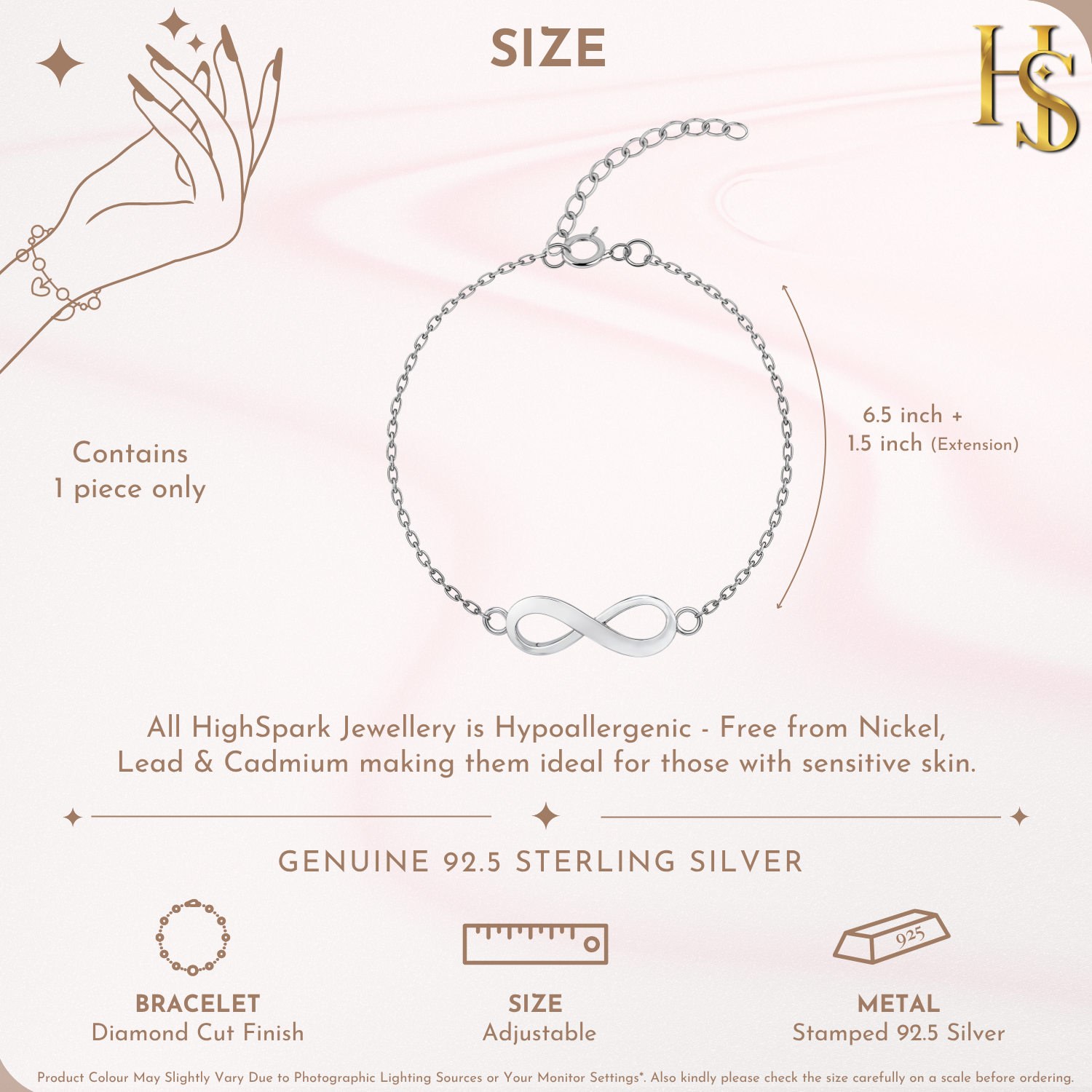 Eternal Infinity Bracelet in 925 Sterling Silver For Women HighSpark