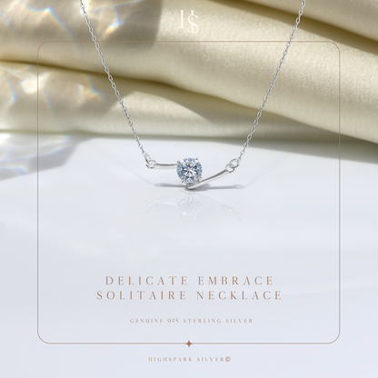Eternal Spark Solitaire Necklace in 92.5 Sterling Silver With Diamond like Brilliance Zirconia HighSpark