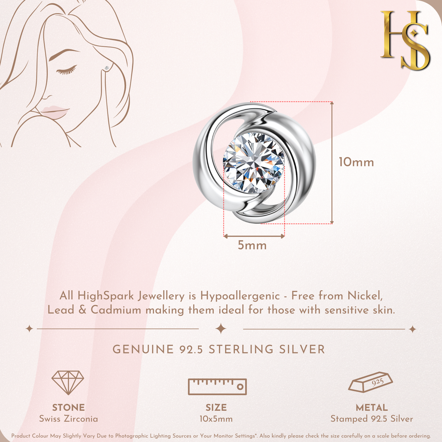 Everlasting Solitaire Stud Earrings in 92.5 Sterling Silver with Diamond like Brilliance Zirconia HighSpark