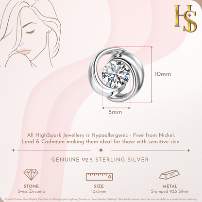 Everlasting Solitaire Stud Earrings in 92.5 Sterling Silver with Diamond like Brilliance Zirconia HighSpark