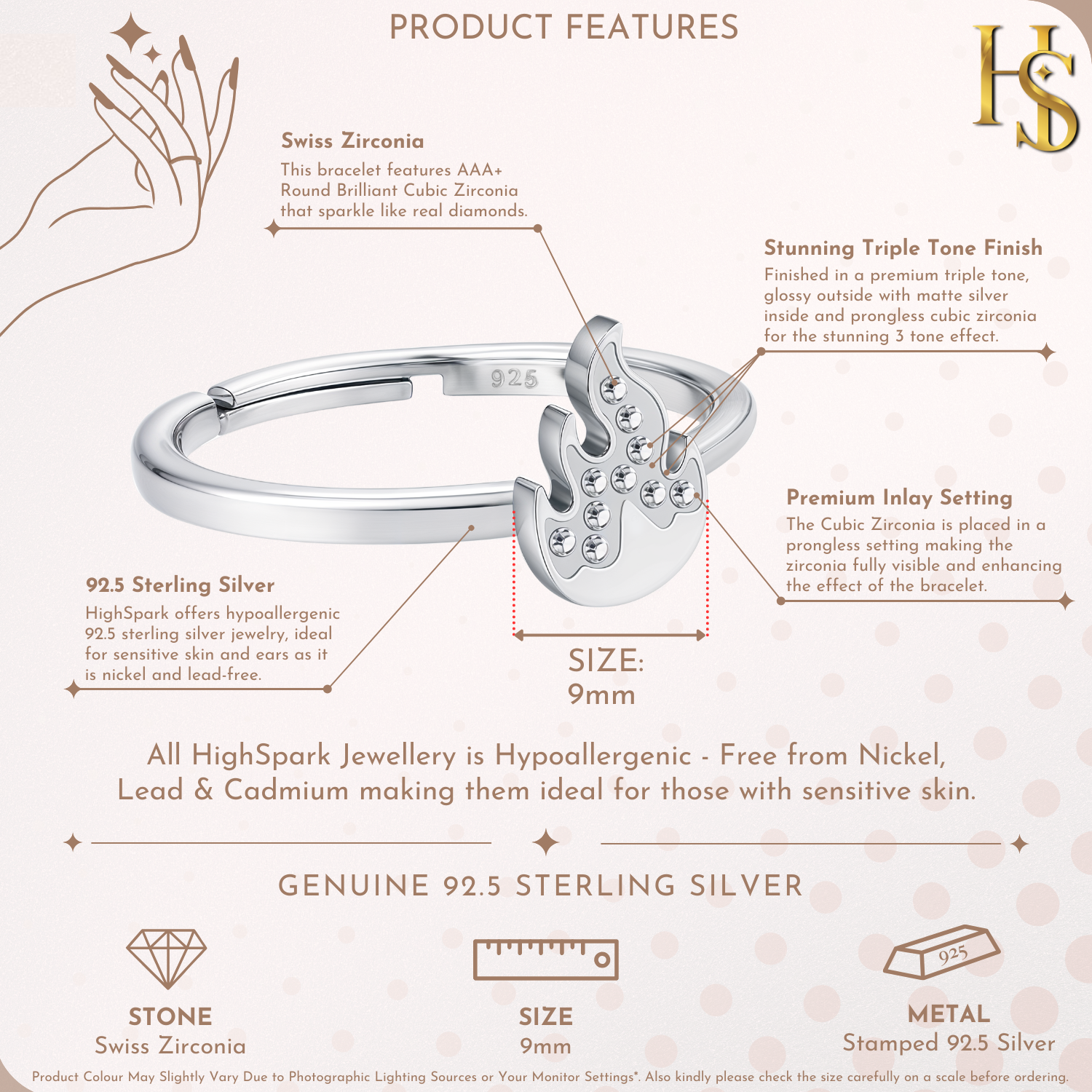 Flame Designer Adjustable Ring in 925 Sterling Silver for Women With Diamond like Brilliance Zirconia HighSpark