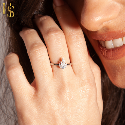 Flame Designer Adjustable Ring in 925 Sterling Silver for Women With Diamond like Brilliance Zirconia HighSpark