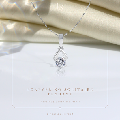Forever XO Solitaire Pendant With Chain in 925 Sterling Silver For Women HighSpark