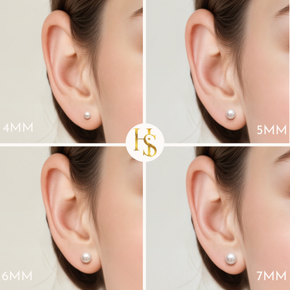Freshwater Button Pearl Earrings in 92.5 Sterling Silver HighSpark