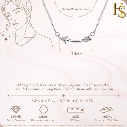 Glimmering Cupids Arrow Necklace In 925 Sterling Silver For Women HighSpark