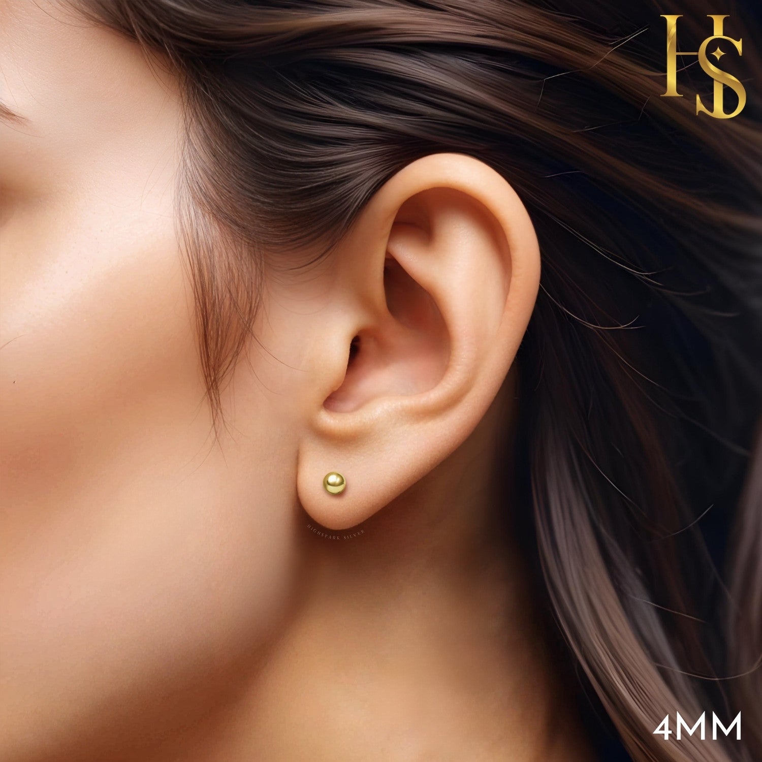 Gold Ball Earrings in Pure 92.5 Sterling Silver - Simple and elegant earrings in 18K Gold finish HighSpark