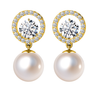 Circle of Life Pearl Solitaire Earrings in Gold-Plated 925 Silver
