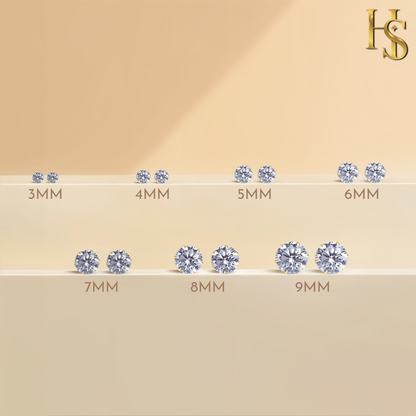 Gold Simple Solitaire Screwbcak Earrings - 92.5 Silver - Round Brilliant Zirconia Tops for everyday wear in 18K Gold Finish HighSpark