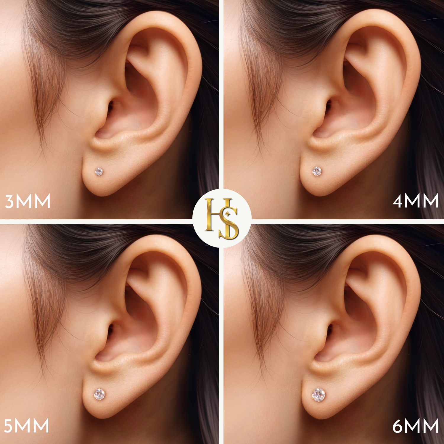 Gold Simple Solitaire Screwbcak Earrings - 92.5 Silver - Round Brilliant Zirconia Tops for everyday wear in 18K Gold Finish HighSpark