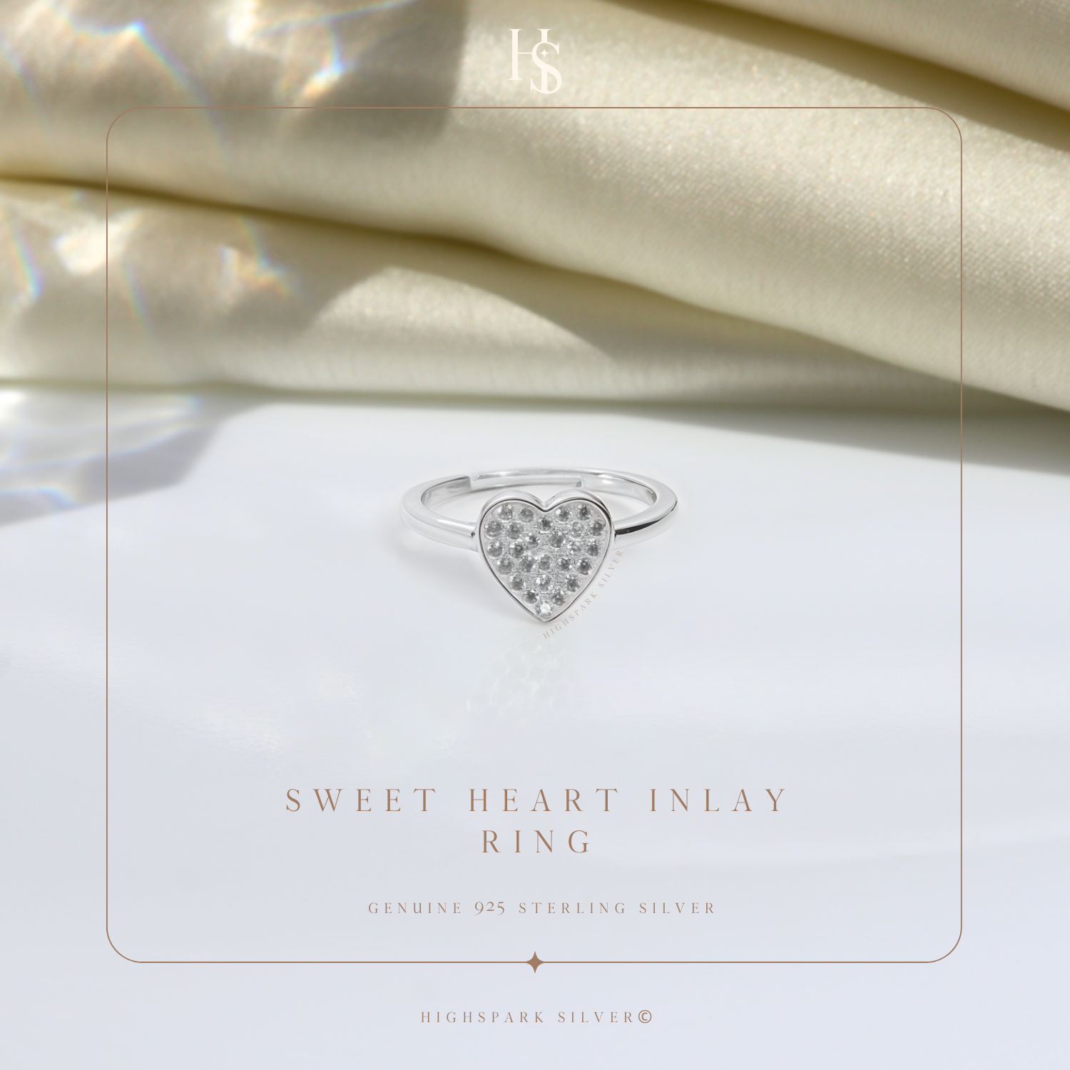 Heart Designer Adjustable Ring in 925 Sterling Silver for Women With Diamond like Brilliance Zirconia HighSpark