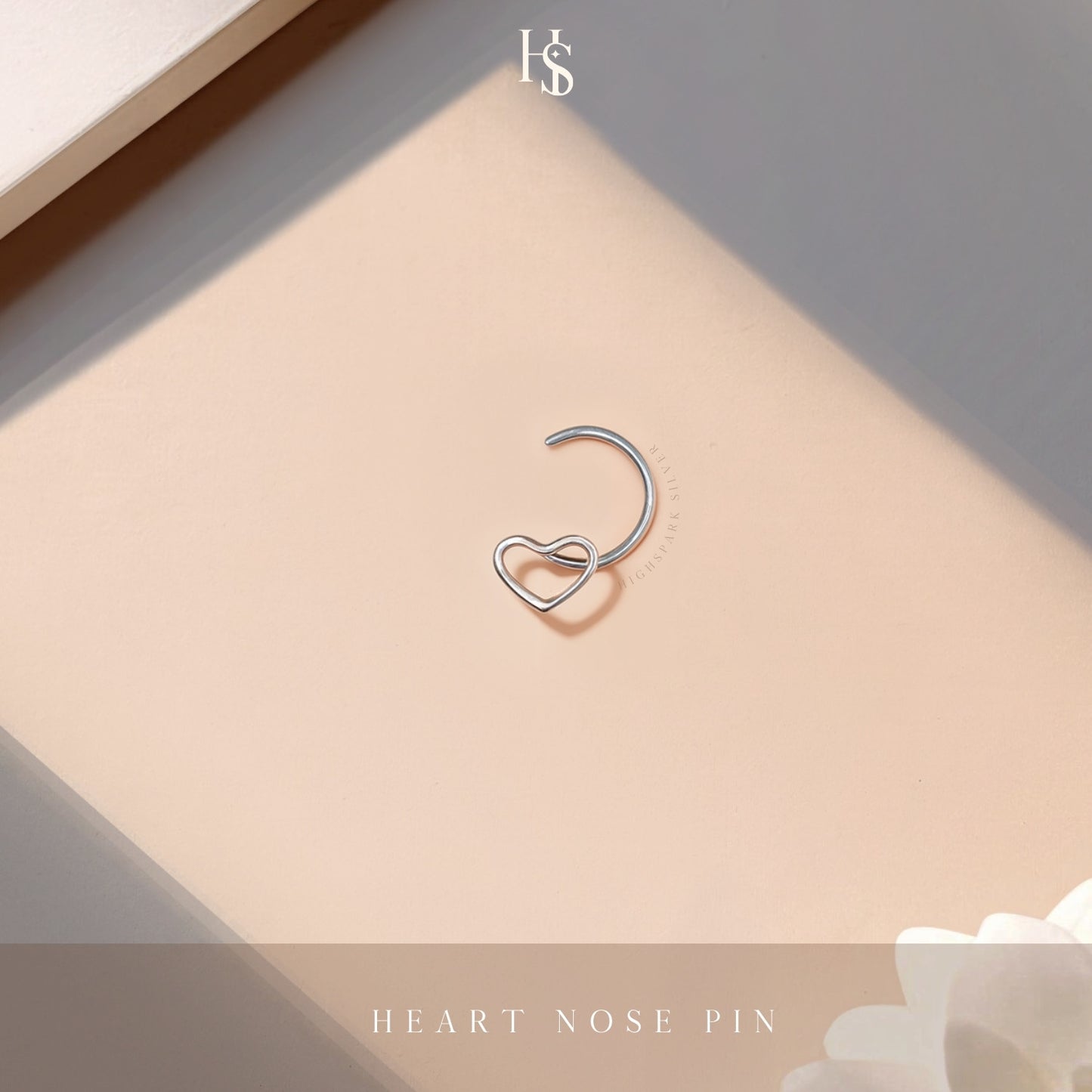 Heart Nose Pin in 92.5 Sterling Silver for Women HighSpark
