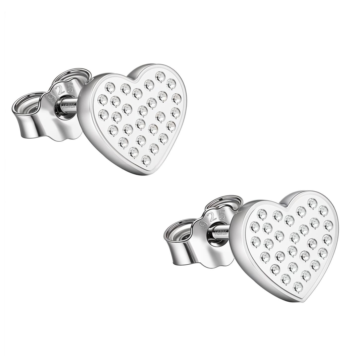 Heart Stud Earrings in 925 Sterling Silver for Women With Diamond like Brilliance Zirconia HighSpark