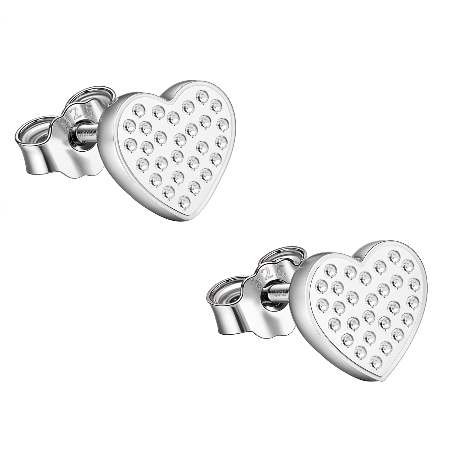 Heart Stud Earrings in 925 Sterling Silver for Women With Diamond like Brilliance Zirconia HighSpark