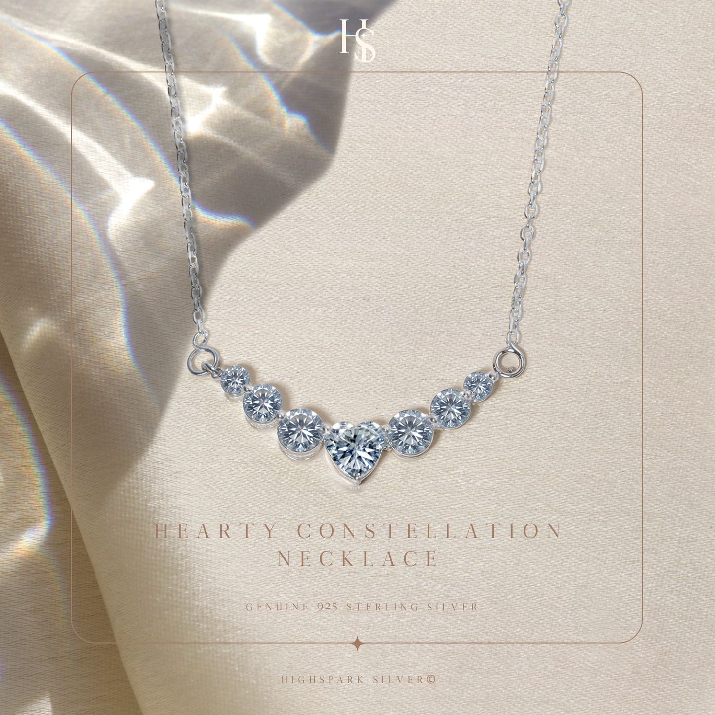 Hearty Constellation Solitaire Necklace in 92.5 Sterling Silver With Diamond like Brilliance Zirconia HighSpark