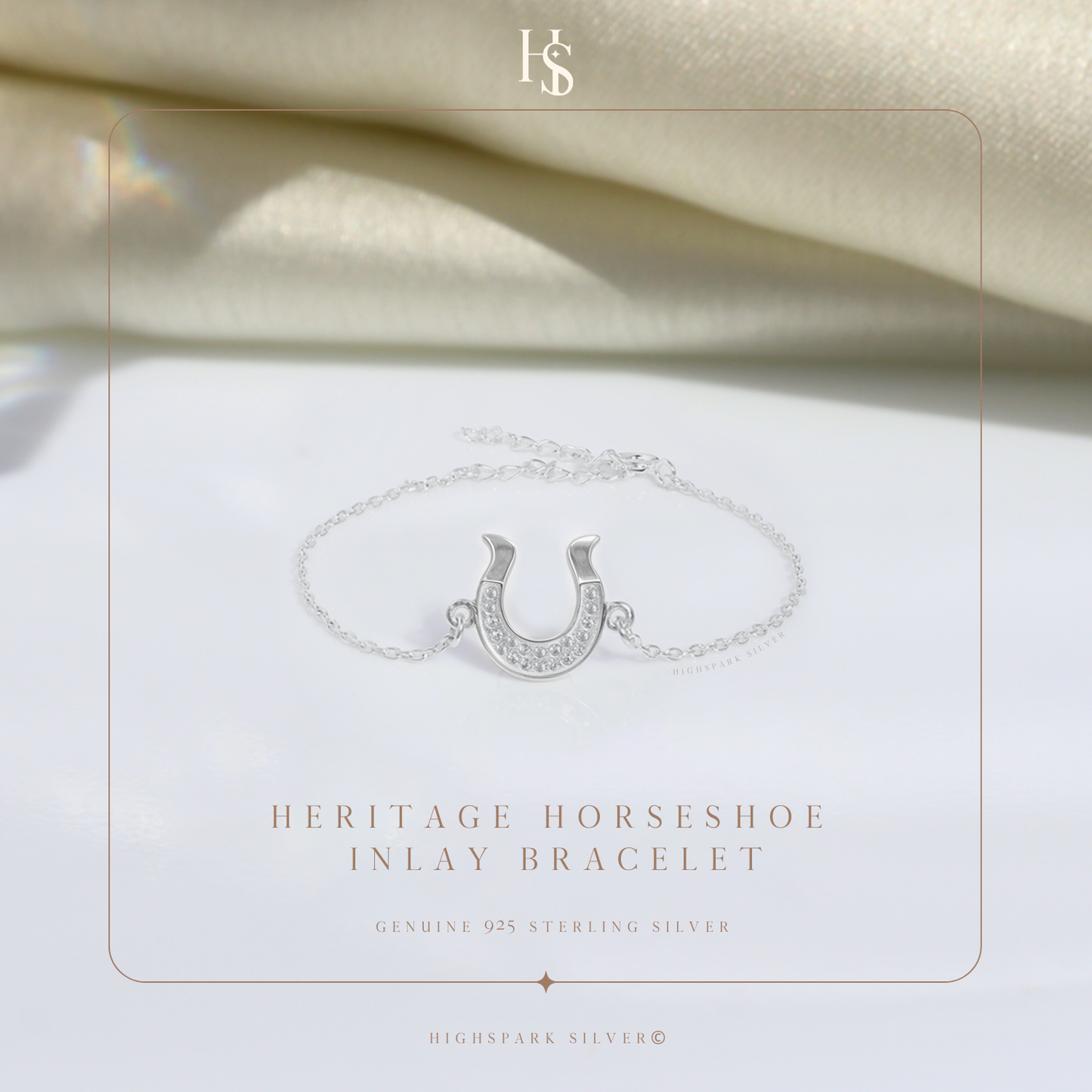 Heritage Horseshoe Charm Bracelet in 925 Sterling Silver for Women With Diamond like Brilliance Zirconia HighSpark
