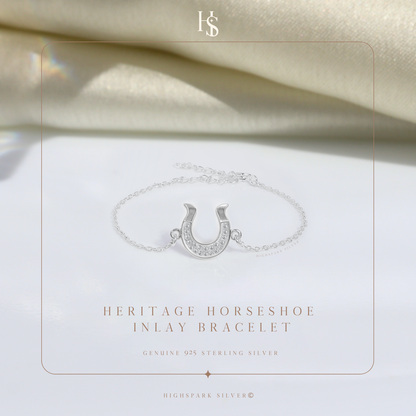 Heritage Horseshoe Charm Bracelet in 925 Sterling Silver for Women With Diamond like Brilliance Zirconia HighSpark