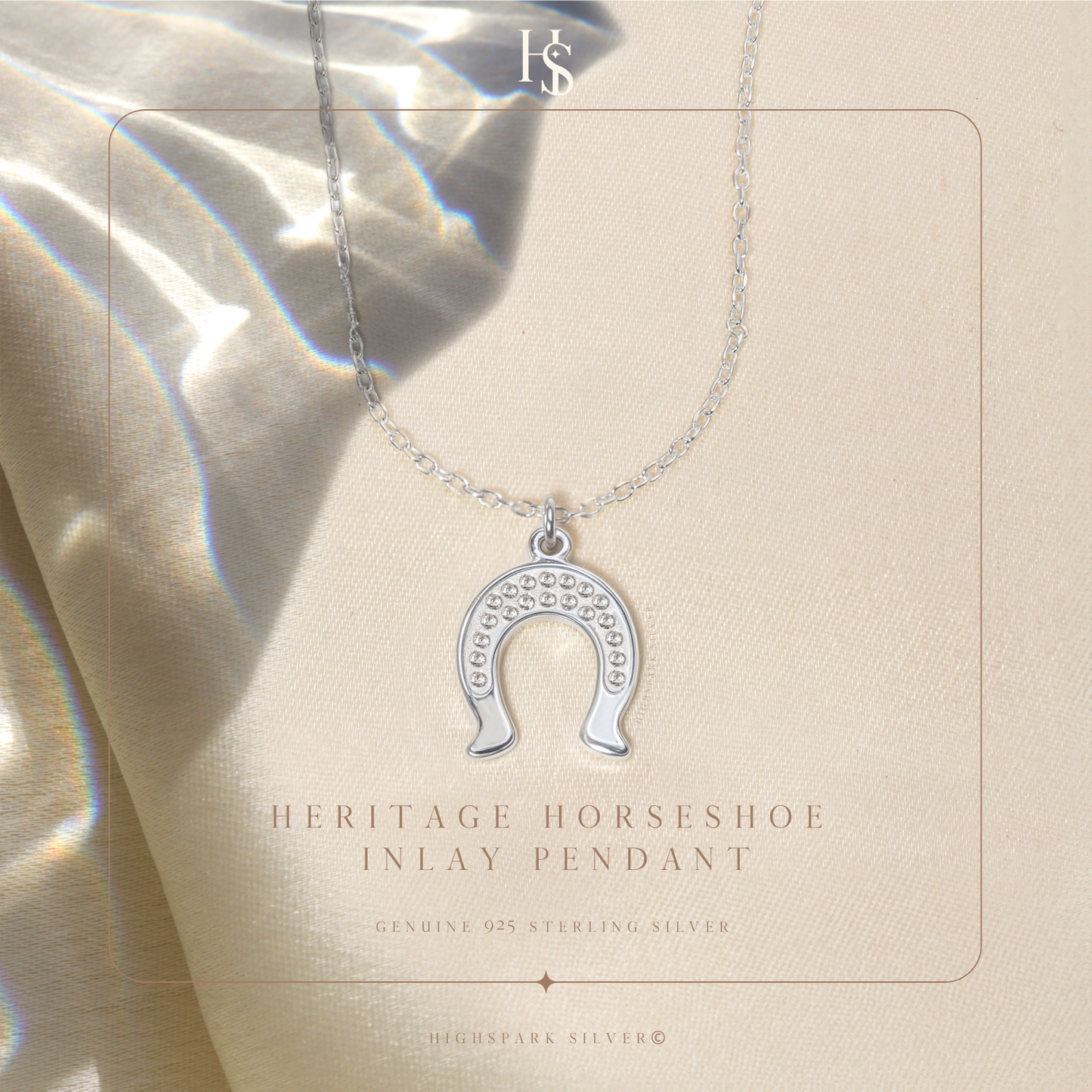 Heritage Horseshoe Pendant & Chain in 925 Sterling Silver for Women With Diamond like Brilliance Zirconia HighSpark
