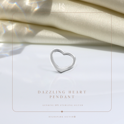 Hollow Heart Pendant Necklace in 92.5 Silver HighSpark