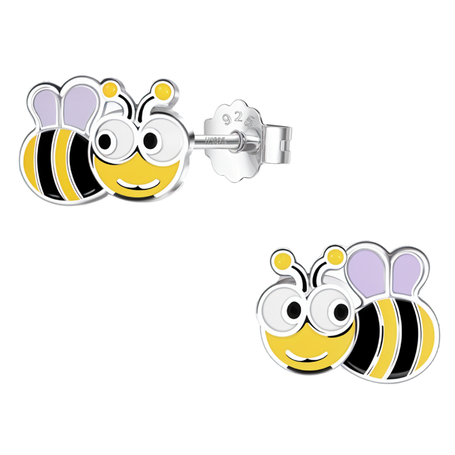 Honeybee Delight Cute Enamel Stud Earrings in 925 Sterling Silver HighSpark