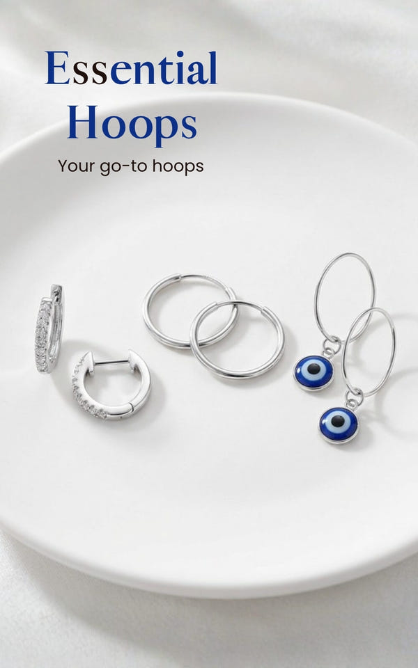 Silver hoop earrings — Essential Hoops collection