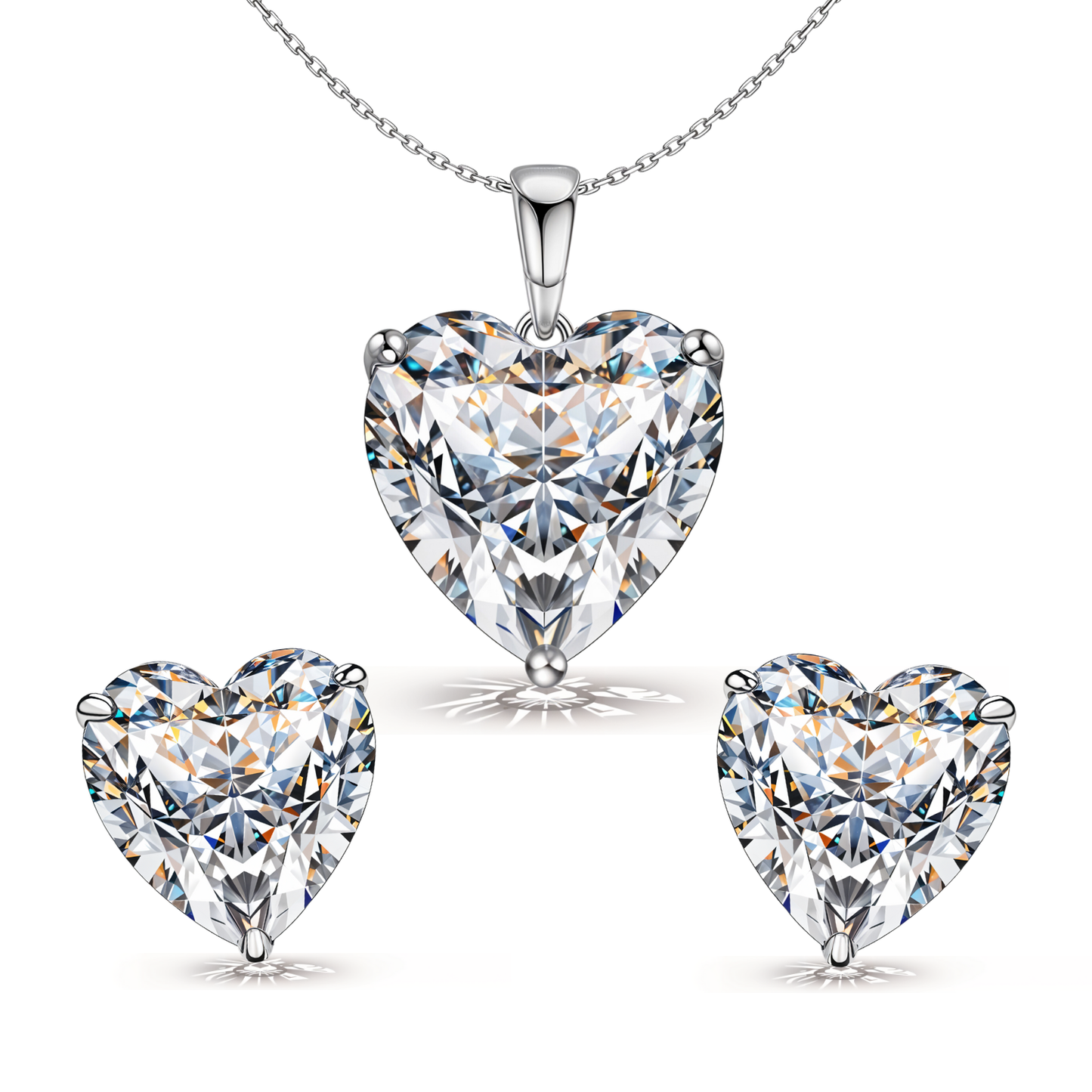 Hypnotic Heart Solitaire Stud Pendant-Set With Earrings in 925 Sterling Silver For Women HighSpark