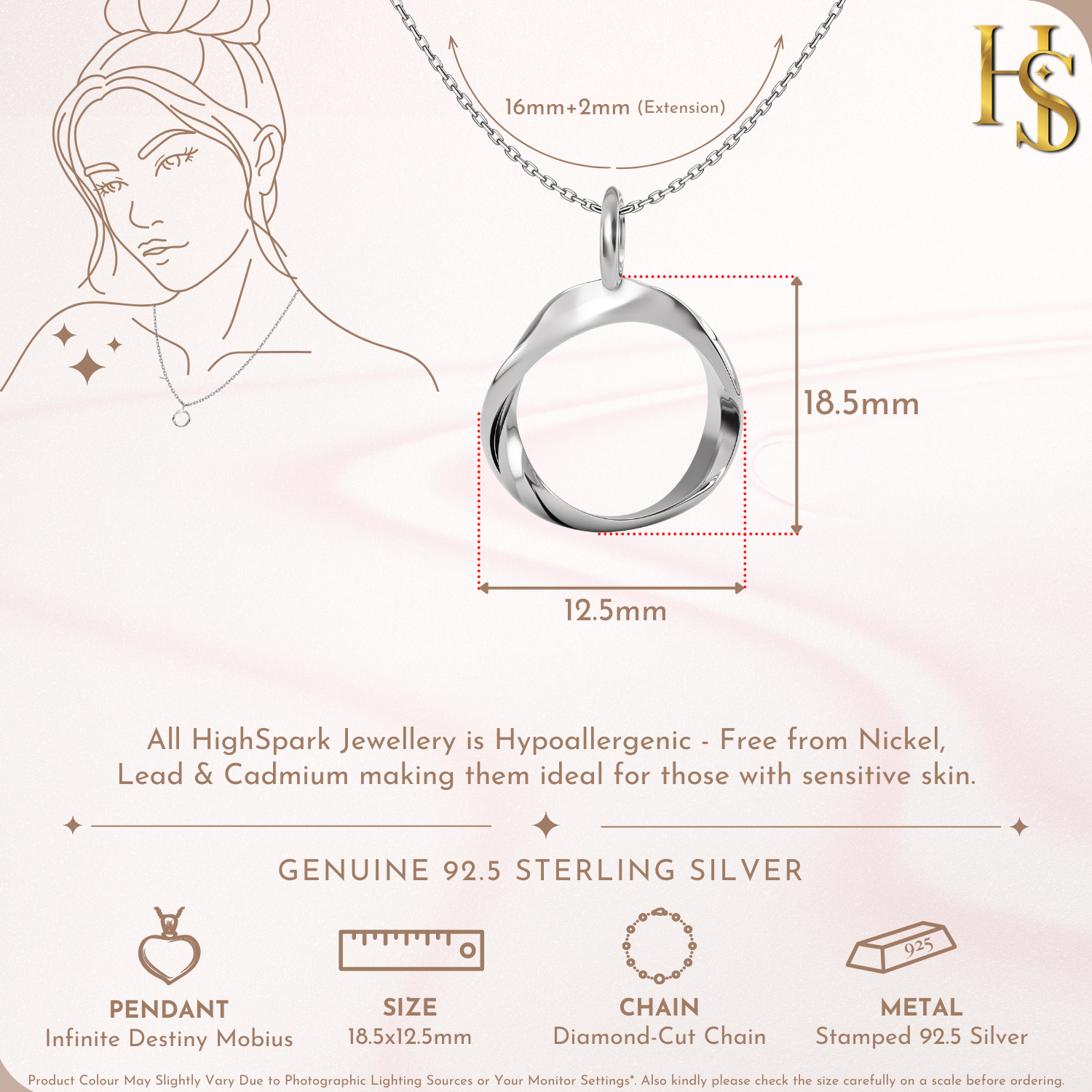 Infinite Destiny Mobius Pendant in 92.5 Sterling Silver For Women HighSpark