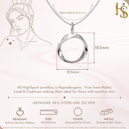 Infinite Destiny Mobius Pendant in 92.5 Sterling Silver For Women HighSpark