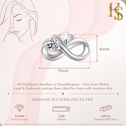 Infinite Love Earrings in 92.5 Sterling Silver With Diamond like Brilliance Zirconia HighSpark