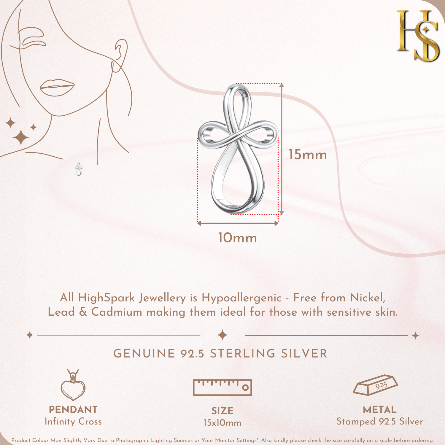 Infinity Cross Pendant Necklace for women HighSpark