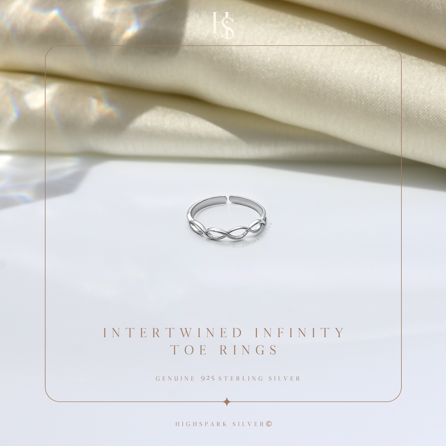 Intertwined Infinity Toe Rings – Adjustable 925 Sterling Silver - 1 Piece HighSpark