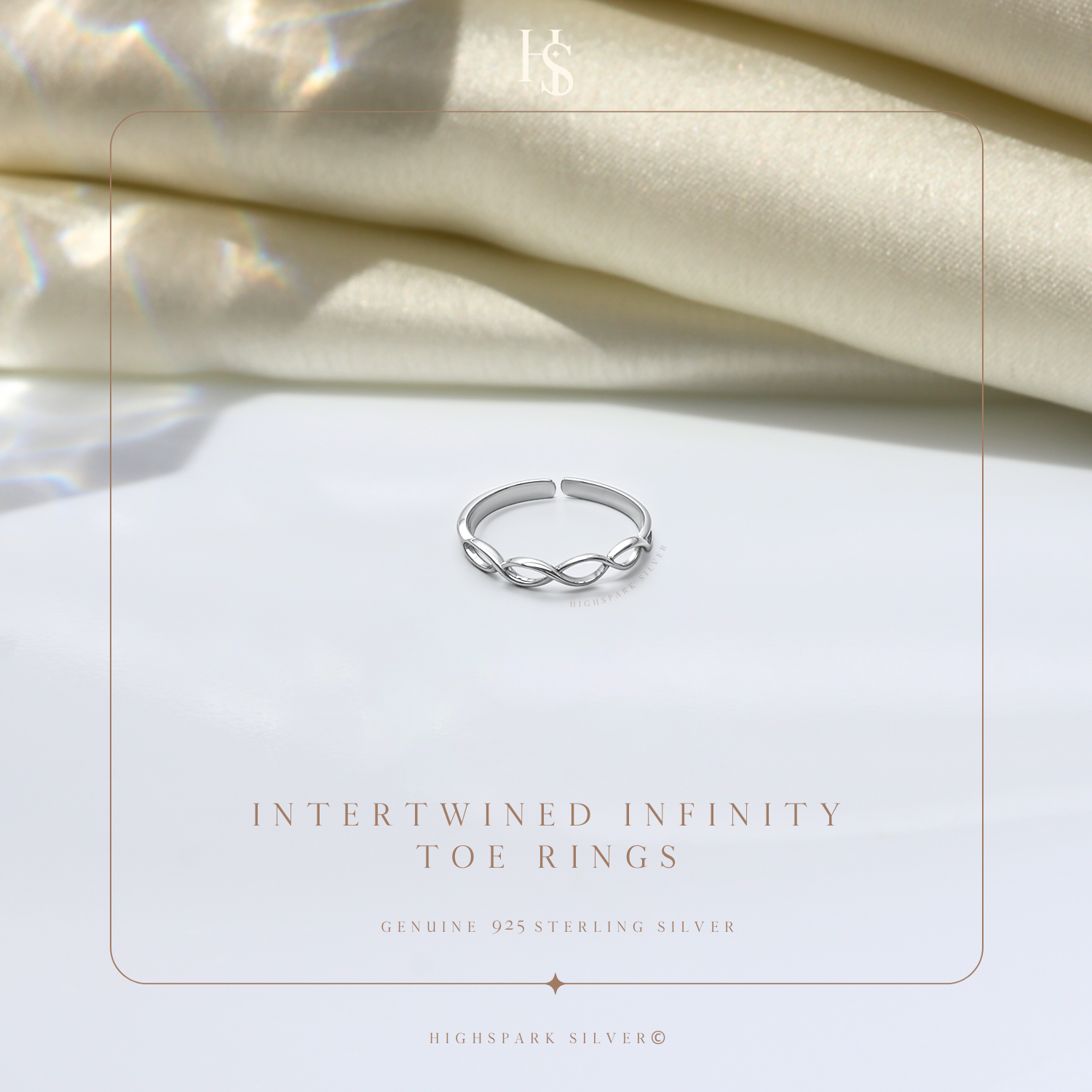 Intertwined Infinity Toe Rings – Adjustable 925 Sterling Silver - 1 Piece HighSpark