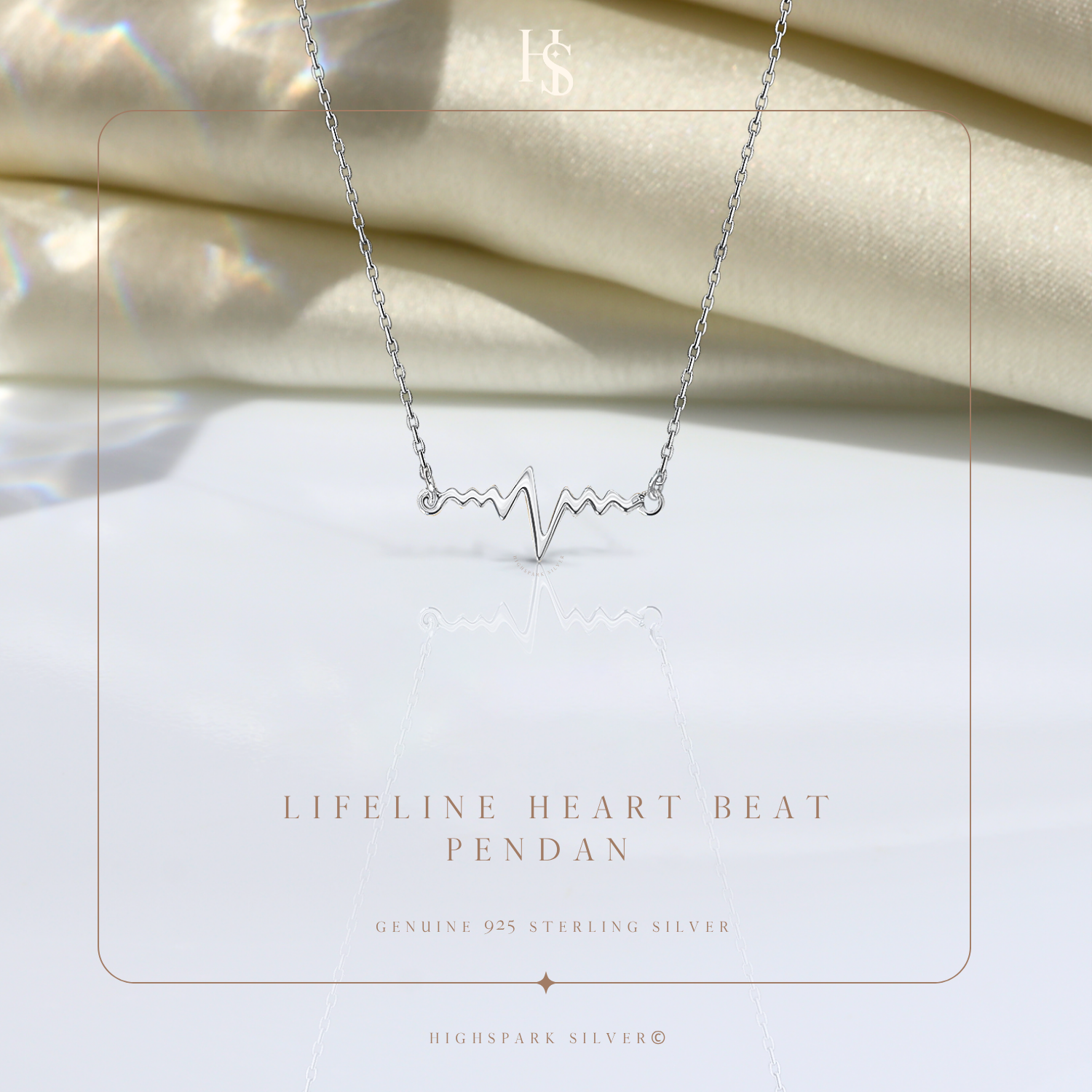 Lifeline Heart Beat Necklace in 92.5 Sterling Silver For Women HighSpark