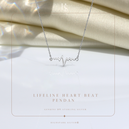 Lifeline Heart Beat Necklace in 92.5 Sterling Silver For Women HighSpark