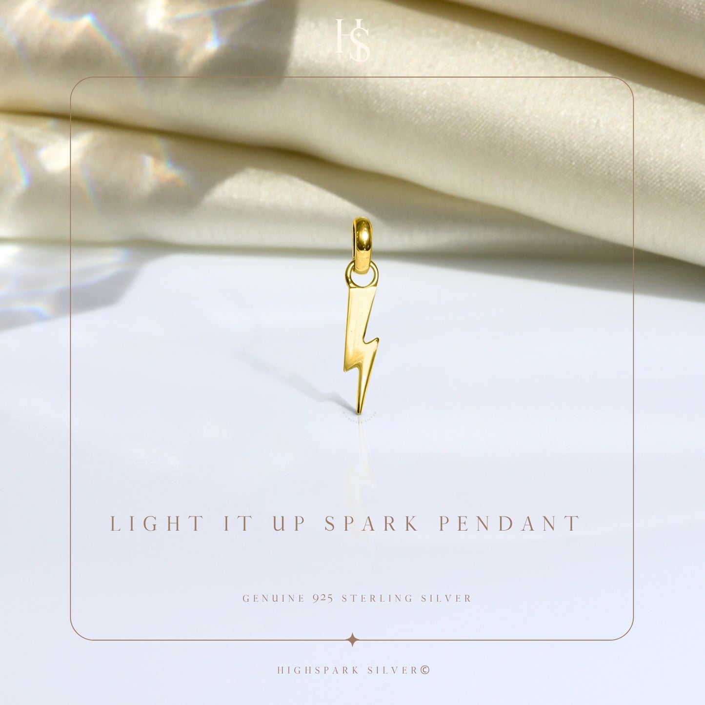 Light It Up Spark Pendant With Chain in 925 Sterling Silver With 18k Gold Finish HighSpark
