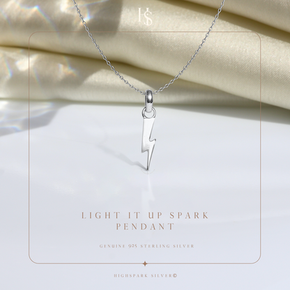 Lightening Bolt Pendant Necklace in 92.5 Silver HighSpark
