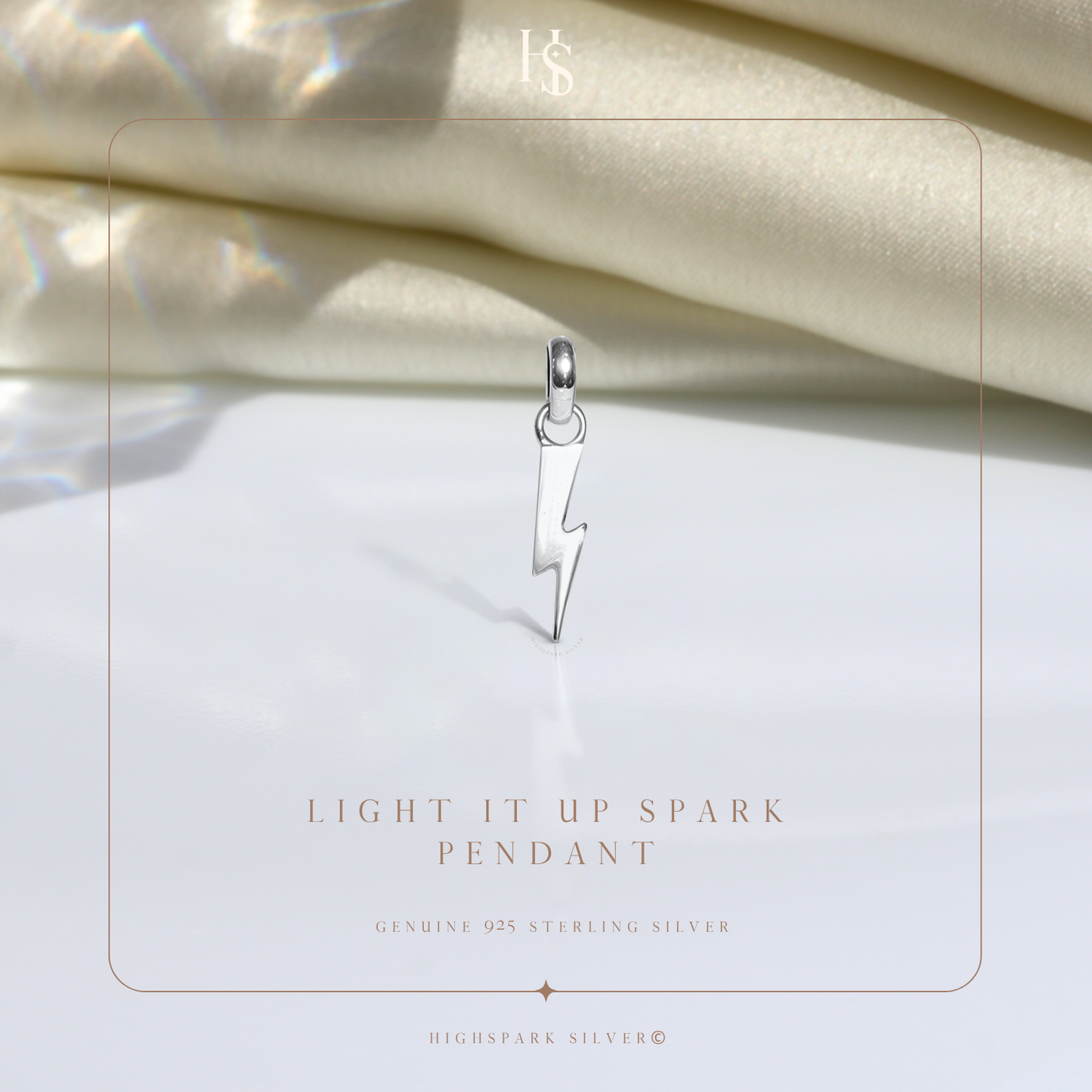 Lightening Bolt Pendant Necklace in 92.5 Silver HighSpark