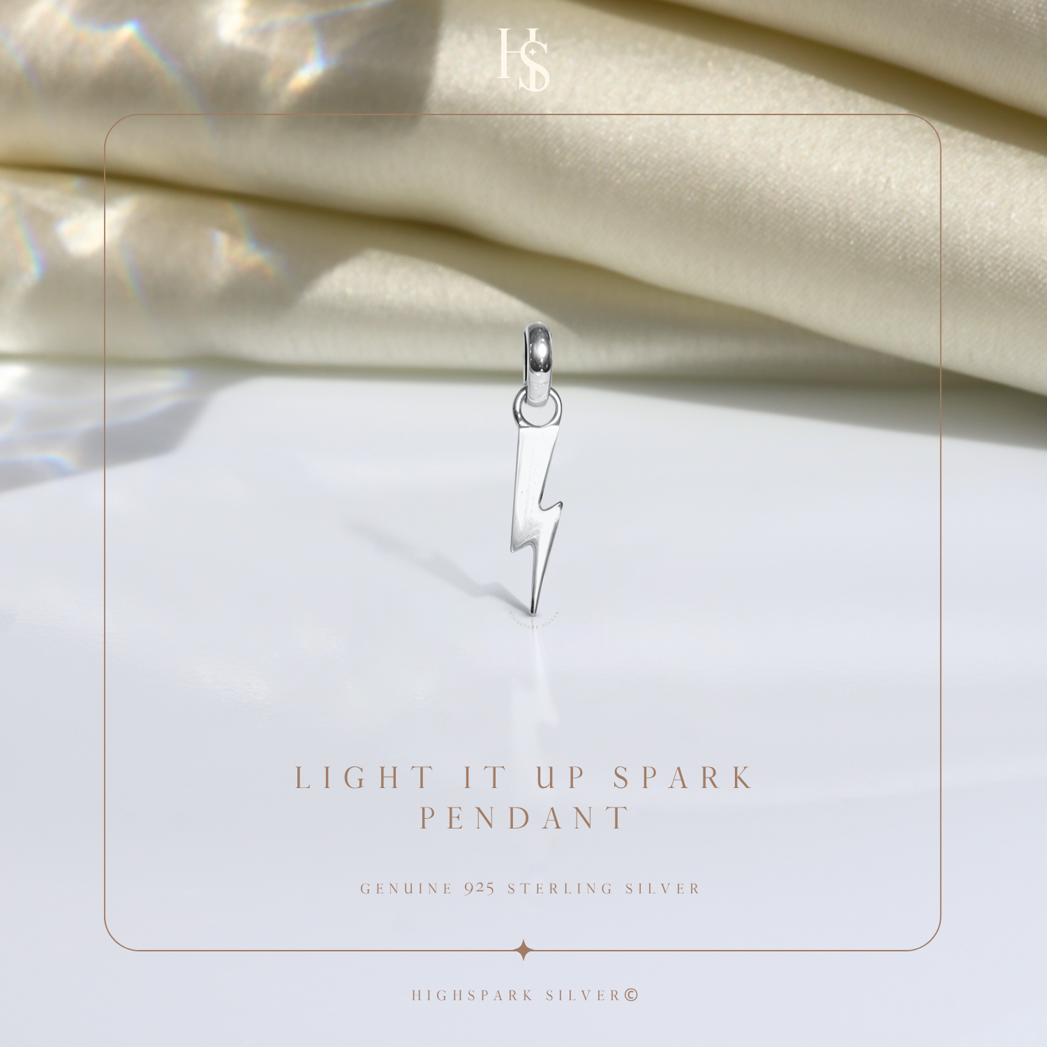 Lightening Bolt Pendant Necklace in 92.5 Silver HighSpark