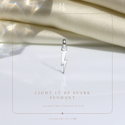 Lightening Bolt Pendant Necklace in 92.5 Silver HighSpark