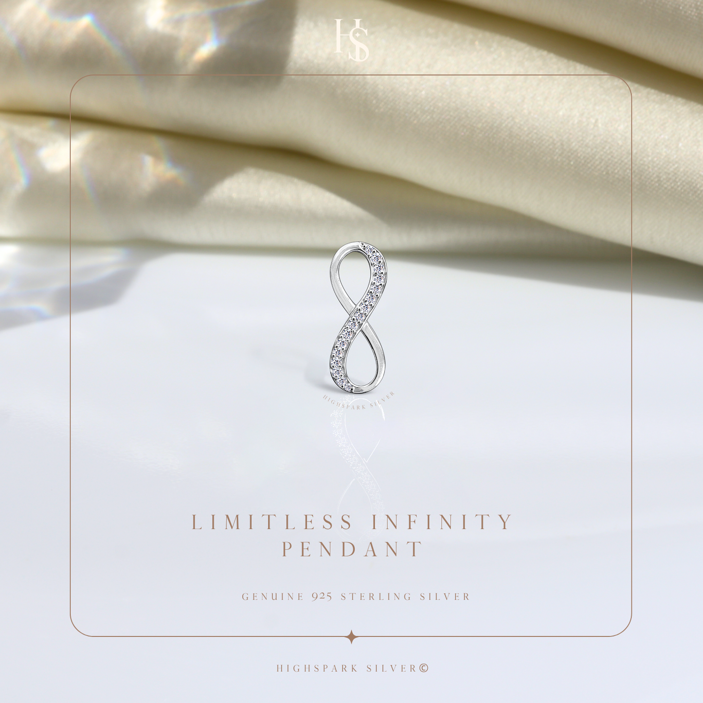 Limitless Infinity Pendant Necklace in 92.5 Sterling Silver For Women HighSpark