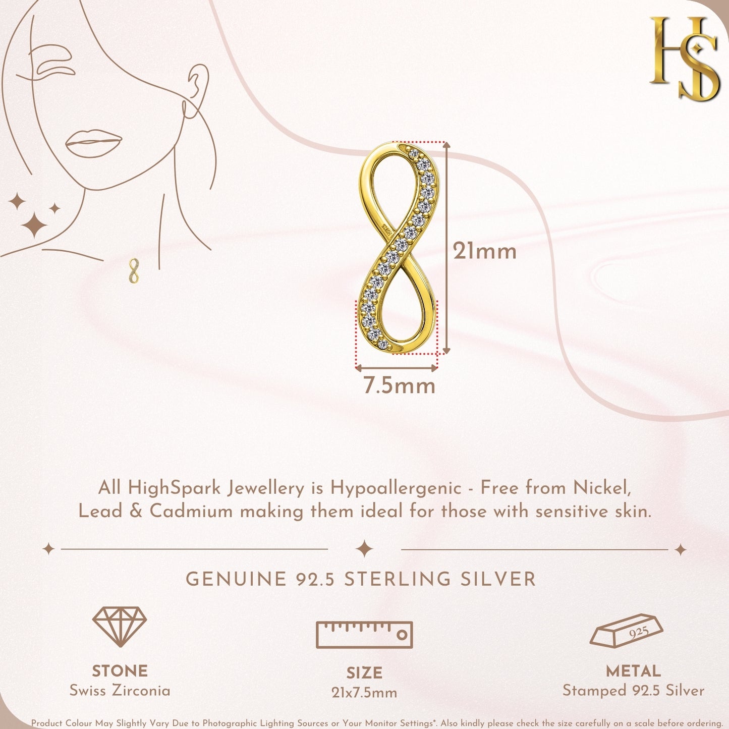 Limitless Infinity Pendant With Chain in 925 Sterling Silver With 18k Gold Finish For Women HighSpark