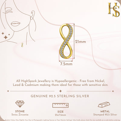 Limitless Infinity Pendant With Chain in 925 Sterling Silver With 18k Gold Finish For Women HighSpark