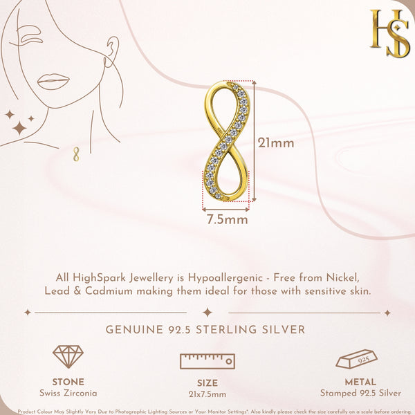 Limitless Infinity Pendant With Chain in 925 Sterling Silver With 18k Gold Finish For Women