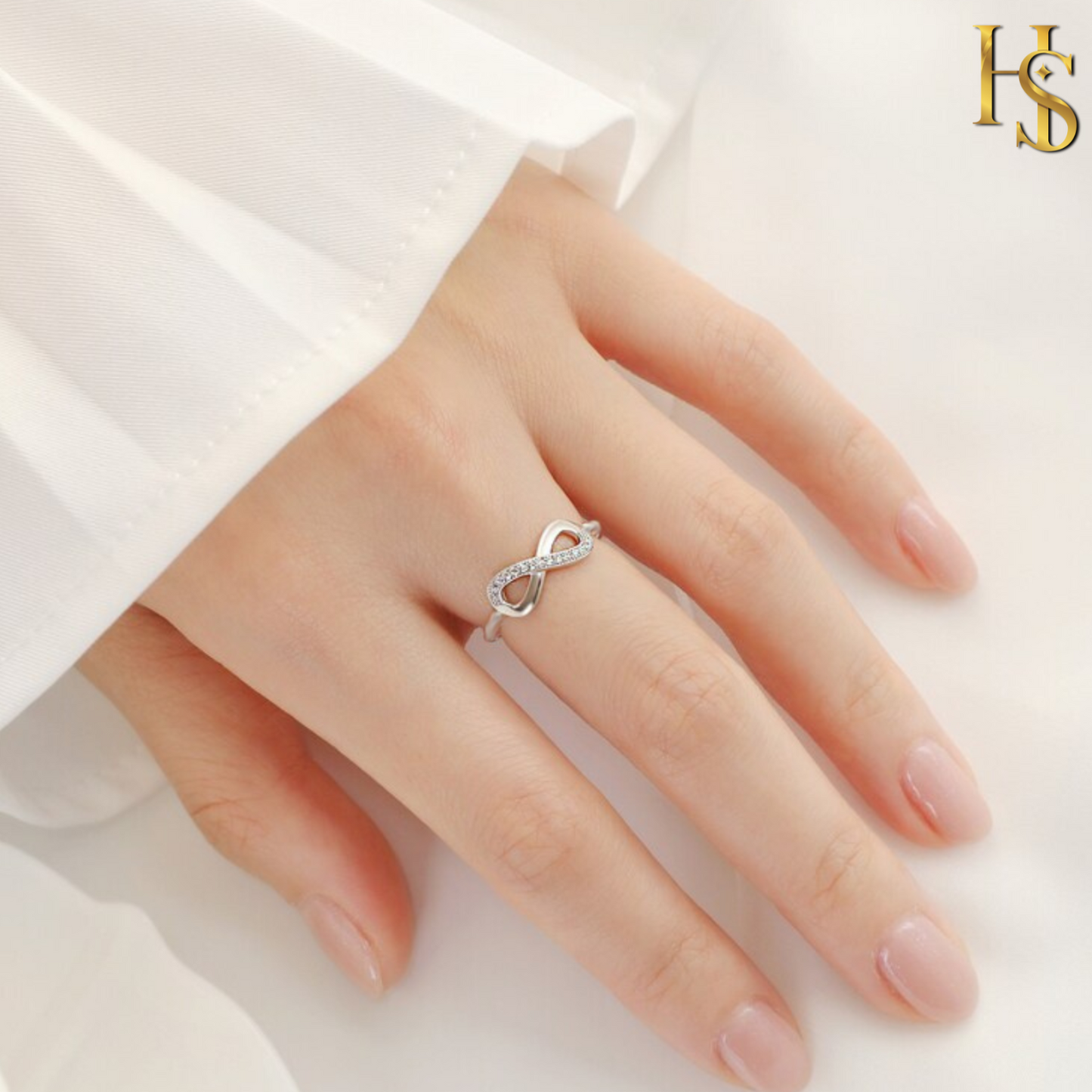 Limitless Infinity Ring in 92.5 Sterling Silver with Diamond like Brilliance Zirconia HighSpark