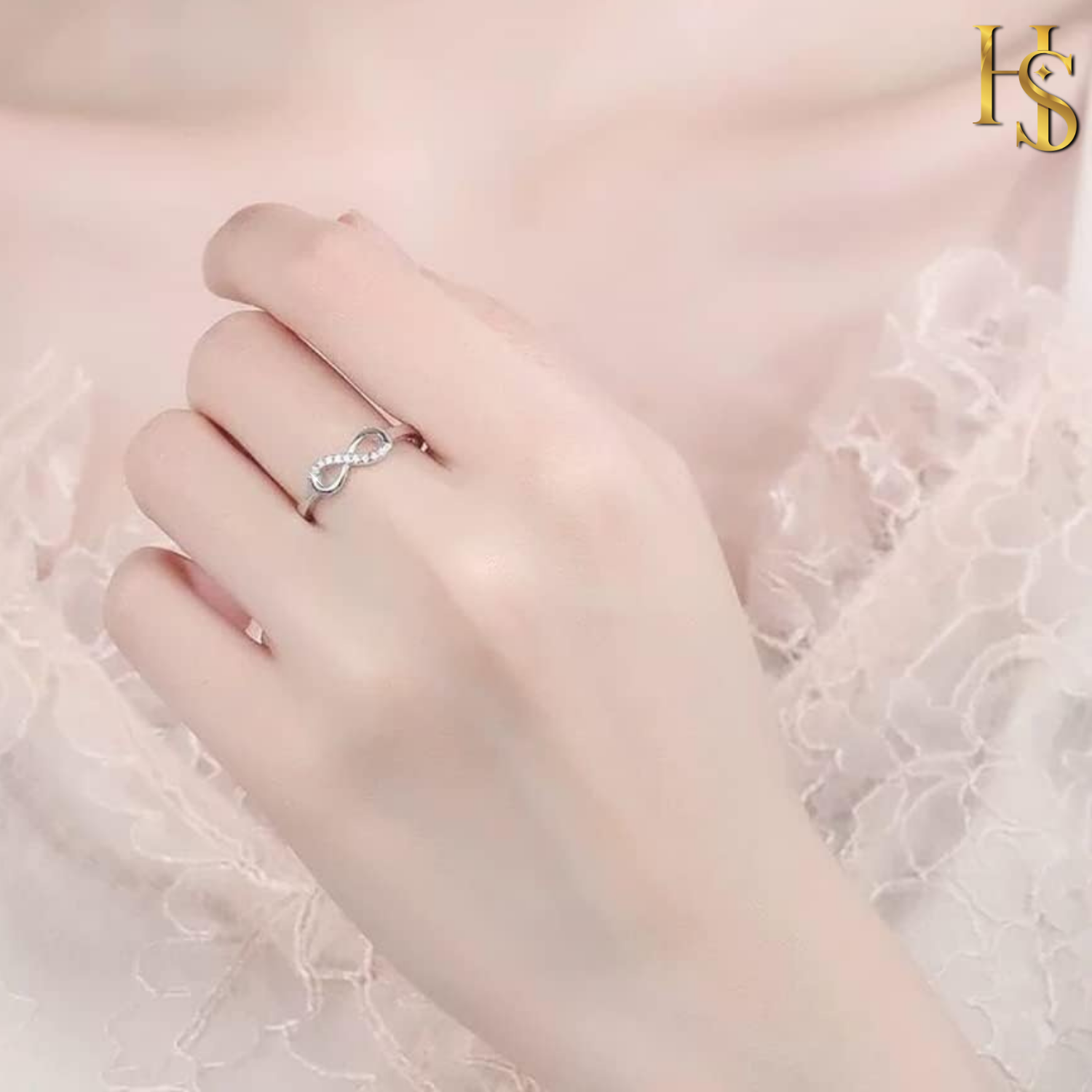 Limitless Infinity Ring in 92.5 Sterling Silver with Diamond like Brilliance Zirconia HighSpark