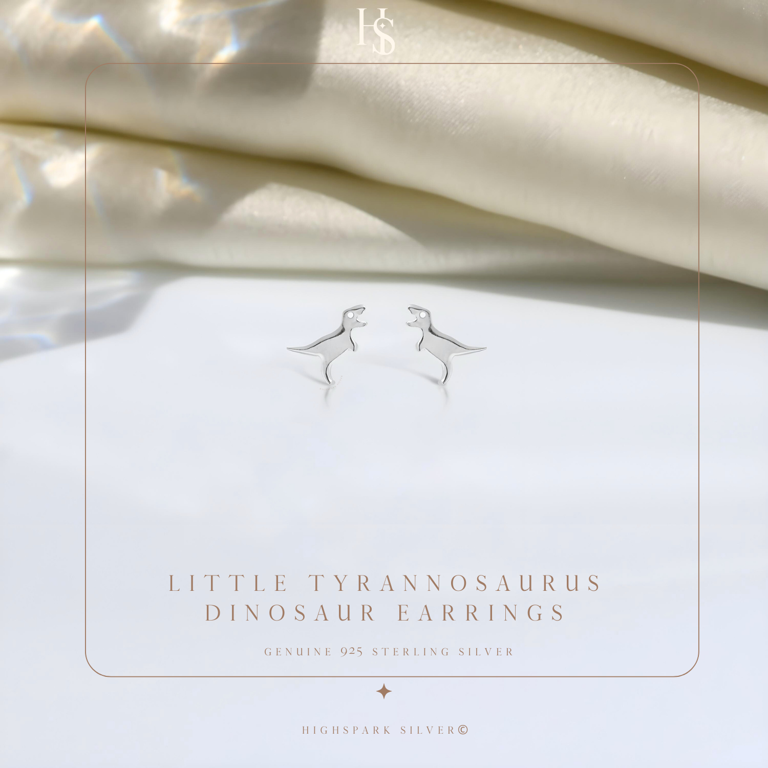 Little Tyrannosaurus Dinosaur Earrings in 92.5 Sterling Silver for Women HighSpark
